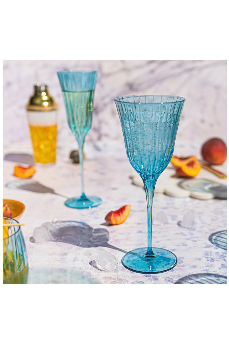 Natalia Teal Water Glass, Alternate, color, BLUE