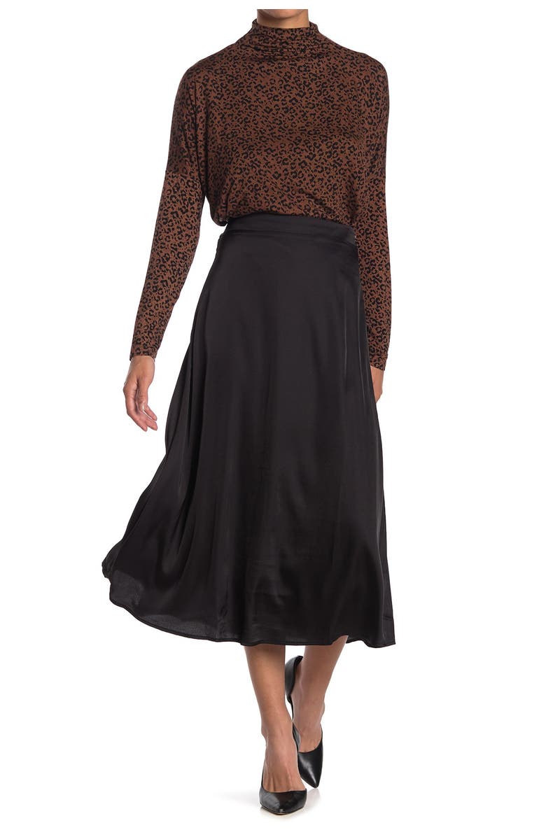 Double Zero Satin Midi Skirt, Main, color,