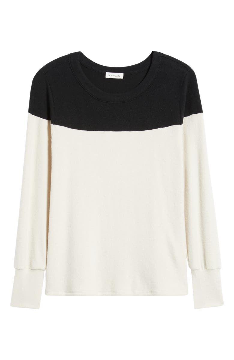 Loveappella Block Crewneck Top, Alternate, color, Black/ Ivory