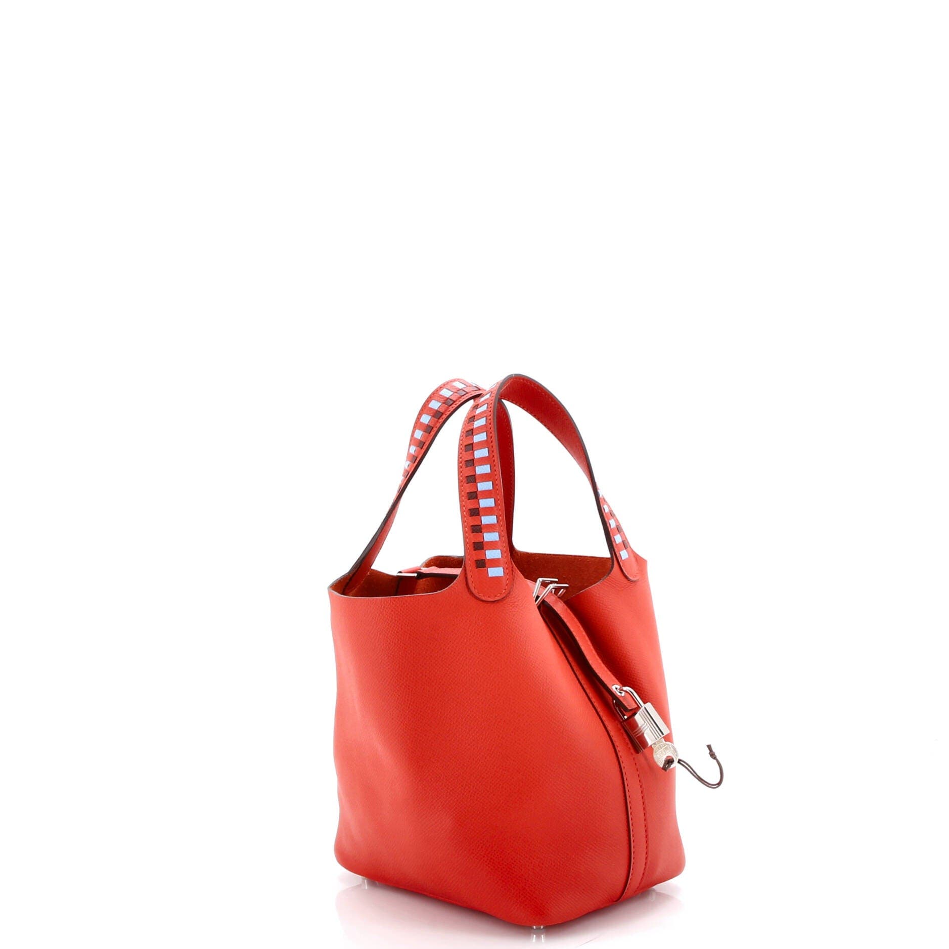 Pre-Owned Hermes Picotin Lock Bag Tressage Epsom PM, Alternate, color, Rouge De Coeur/Bleu Du Nord