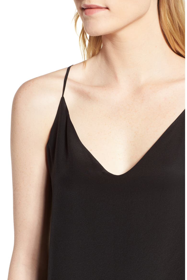 Ella Split Back Silk Camisole, Alternate, color, BLACK