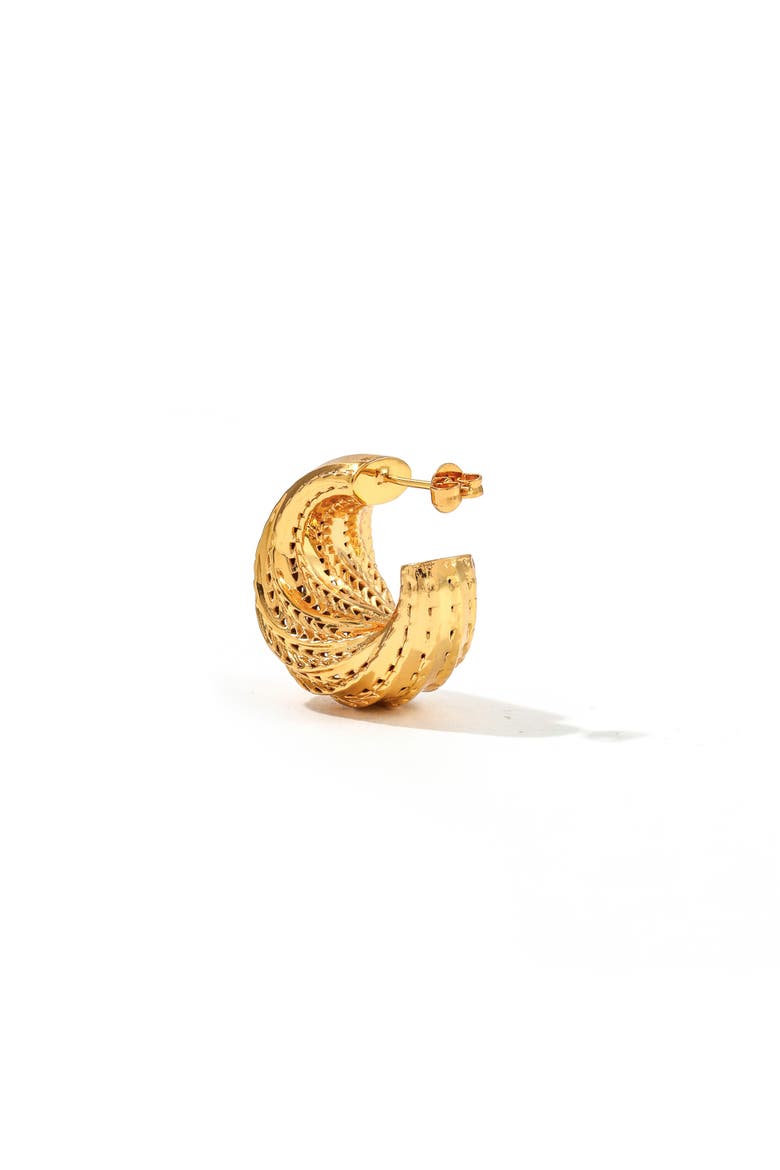 Flow Edgy Hoop Earrings, Alternate, color, Gold