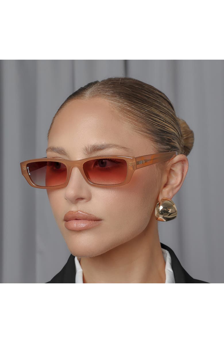 OTRA EYEWEAR Mabel Rectangular Sunglasses, Alternate, color, Trans Coffee/ Brown