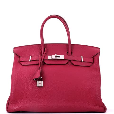 Birkin Handbag Red Togo with Palladium Hardware 35