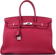 Pre-Owned Hermes Birkin Handbag Red Togo with Palladium Hardware 35