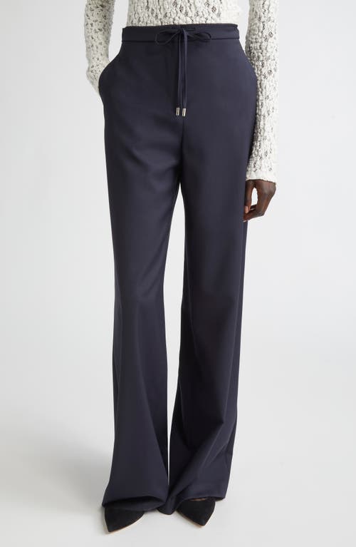 Max Mara Berard Virgin Wool Drawstring Pants In Blue