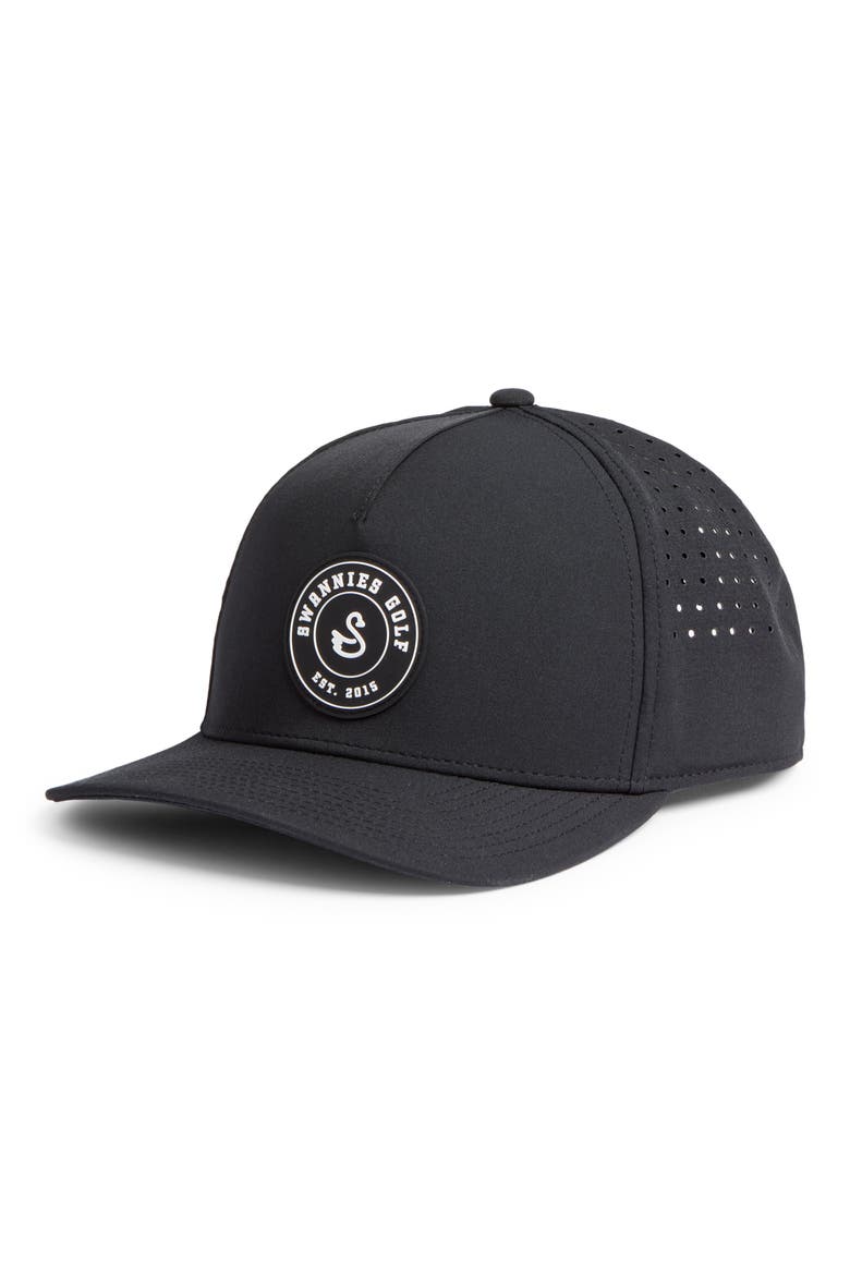 Wade Ventilated Golf Snapback Baseball Cap, Main, color, BLACK-WHITE