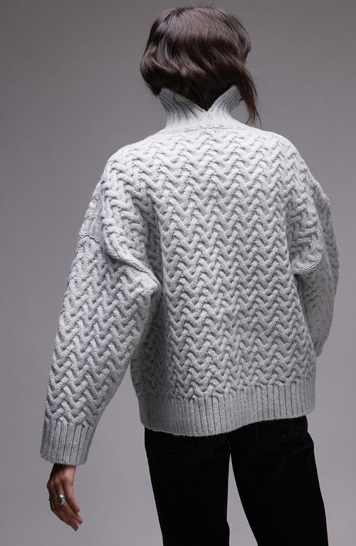 Shop Topshop Oversize Turtleneck Sweater In Light Grey