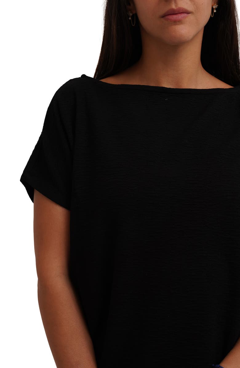 CYRUS Textured Boat Neck Top, Alternate, color, Black