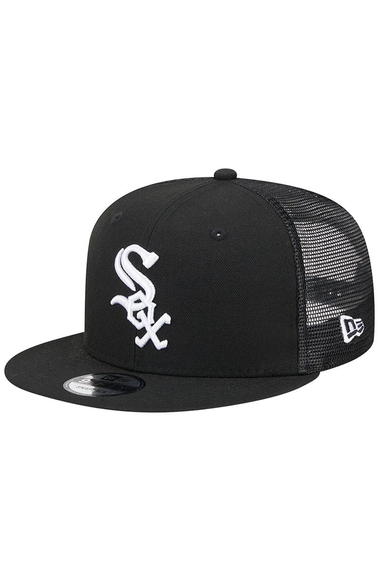 New Era Men's New Era Black Chicago White Sox Team Color Trucker 9FIFTY Snapback Hat, Main, color, Black