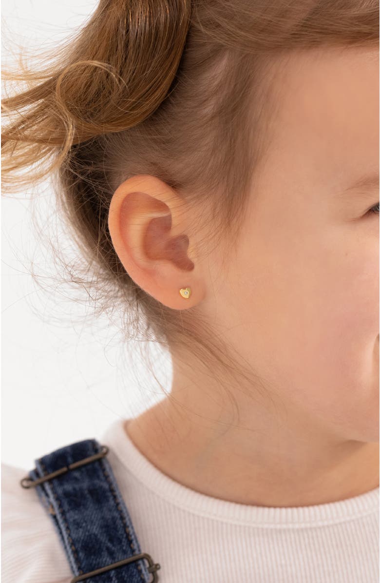 In Season Jewelry 14k Heart Cubic Zirconia Little Earrings, Alternate, color, Gold
