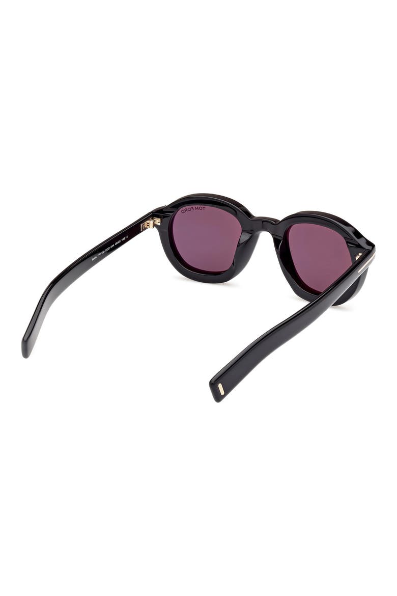 Raffa 46mm Round Sunglasses, Alternate, color, BLACK ECO / T LOGO / SMOKE