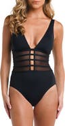 La Blanca Strappy Mesh Inset One-Piece Swimsuit