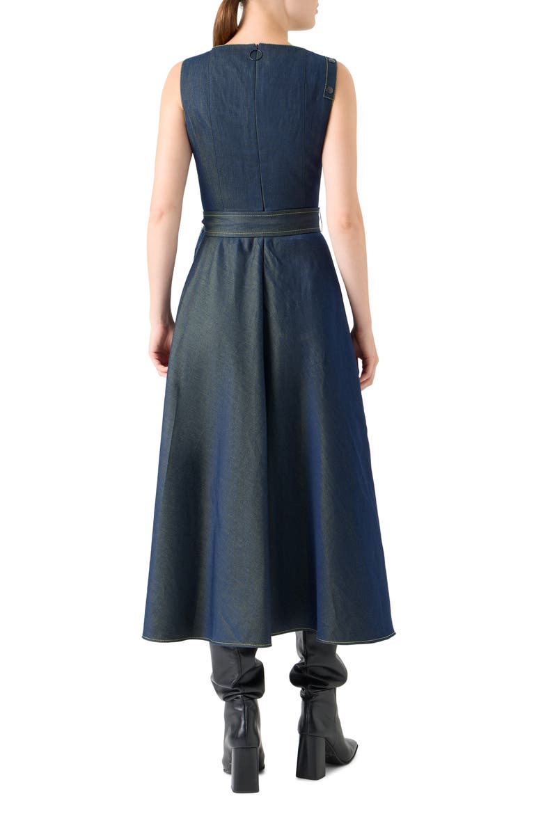 Sleeveless Denim A-Line Dress, Alternate, color, DARK-BLUE LEMON DENIM