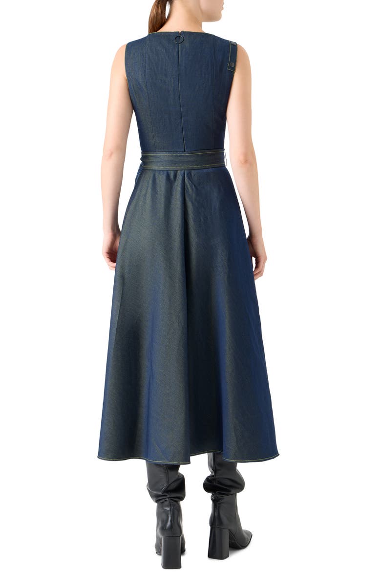 Akris punto Sleeveless Denim A-Line Dress, Alternate, color, Dark-Blue Lemon Denim