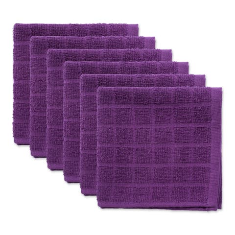 Solid Windowpane Terry Dishcloth Set/6