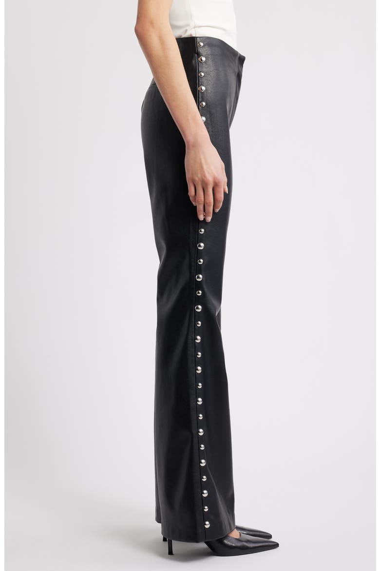 Ares Flare Faux Leather Pants, Alternate, color, BLACK