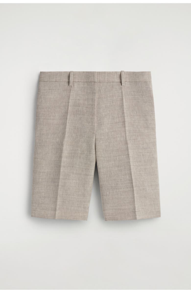 COS Tailored Linen Shorts, Alternate, color, Beige Mélange