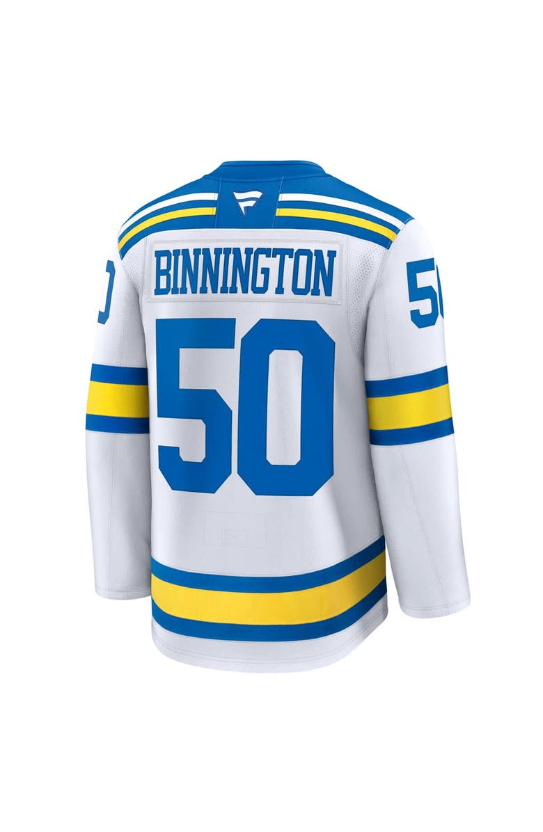 FANATICS Men's Fanatics Jordan Binnington White St. Louis Blues Away Premium Player Jersey, Alternate, color, White