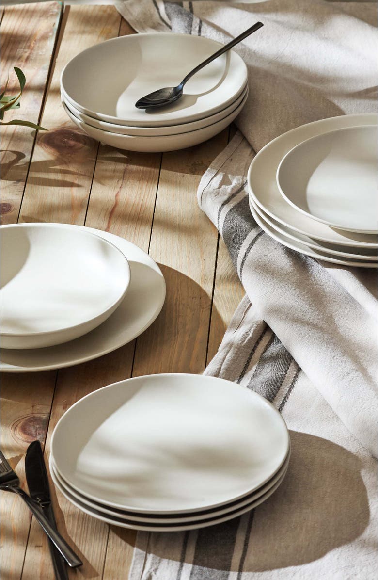 Stone Lain Porto by Stone Lain Semplice Stoneware 12-Piece Dinnerware Set, Alternate, color, White Matte