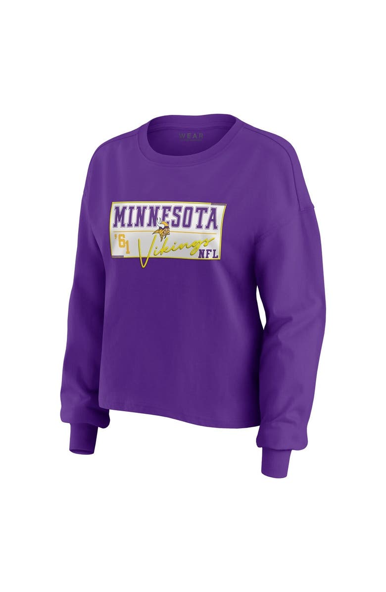WEAR by Erin Andrews Women's WEAR by Erin Andrews Purple Minnesota Vikings Heavy Rugby Jersey Long Sleeve T-Shirt & Shorts Lounge Set, Alternate, color,