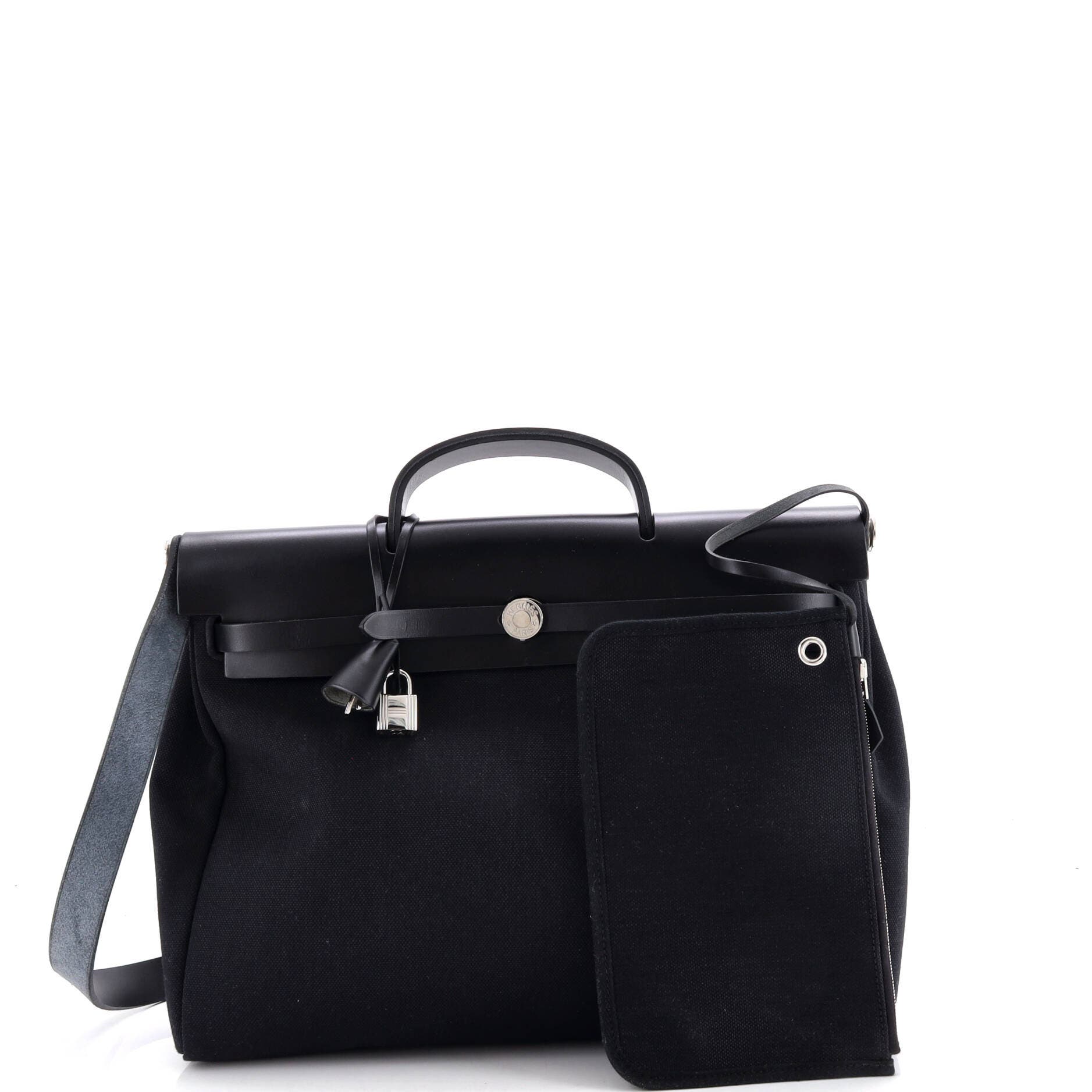 Herbag Zip Leather and Toile 39, Alternate, color, Black