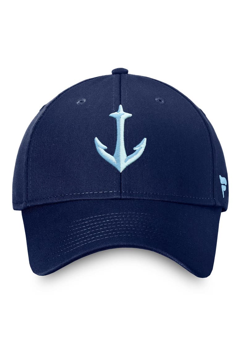 Men's Fanatics Branded Deep Sea Blue Seattle Kraken Core Secondary Logo Adjustable Hat, Alternate, color, Navy