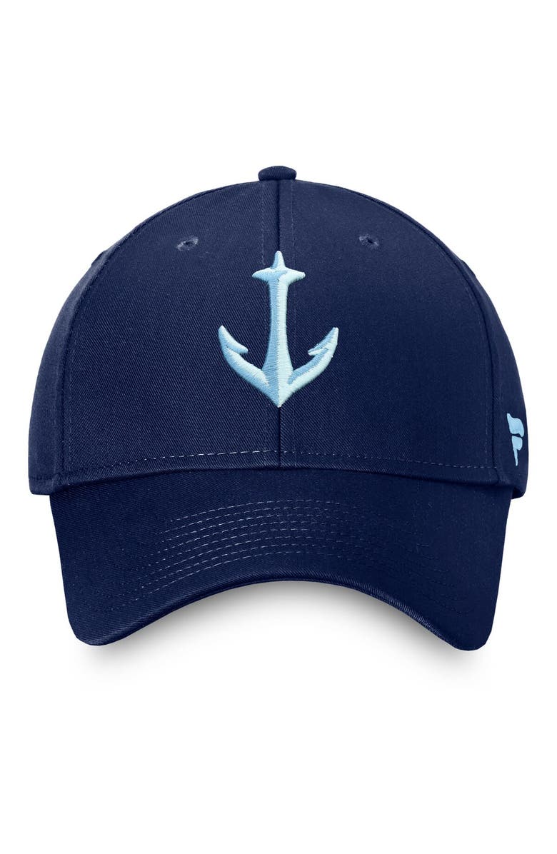 FANATICS Men's Fanatics Branded Deep Sea Blue Seattle Kraken Core Secondary Logo Adjustable Hat, Alternate, color, Navy