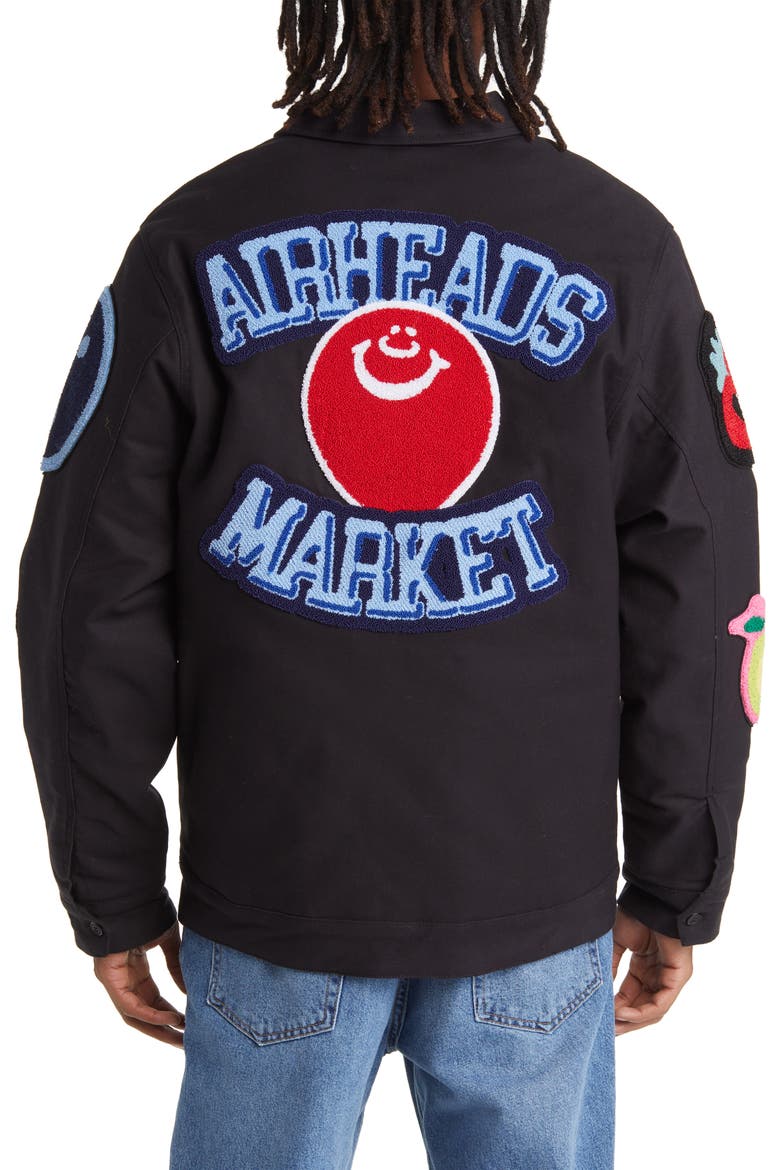 Airheads Flavor Blasted Patch Cotton Zip-Up Jacket, Alternate, color, BLACK