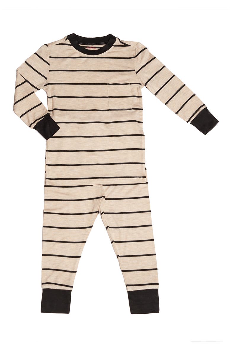 Fitted Two-Piece Pajamas, Main, color, SAND STRIPE