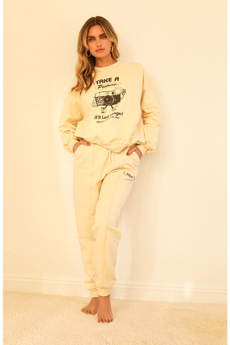 Take A Picture Drawstring Sweatpants, Main, color, Vanilla