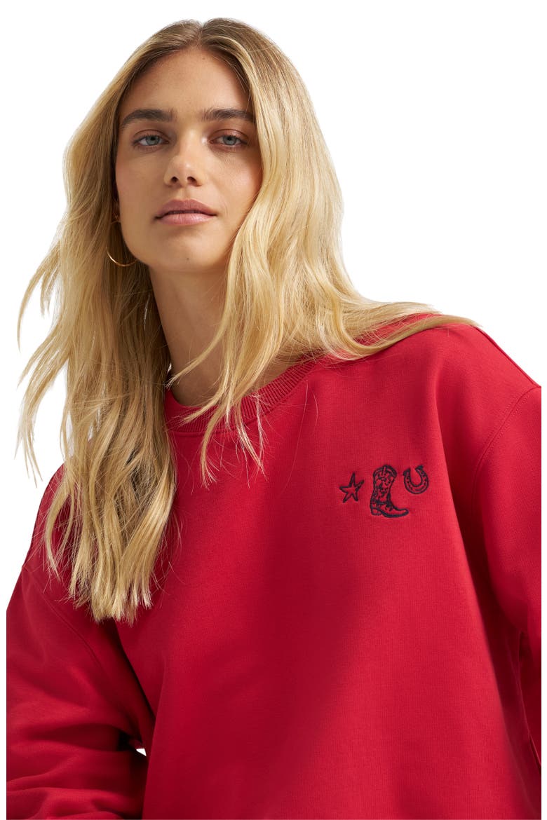 Western Embroidered Pullover Sweatshirt, Alternate, color, RED