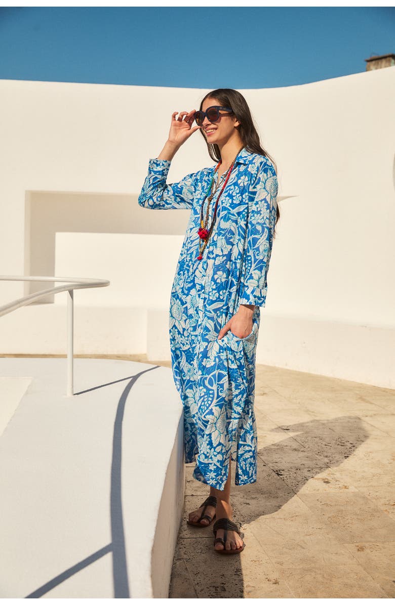 Ro's Garden Farrah Long Kurta, Alternate, color, Blue Laika