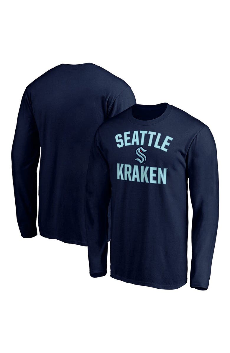FANATICS Men's Fanatics Branded Deep Sea Blue Seattle Kraken Big & Tall Victory Arch Long Sleeve T-Shirt, Main, color, Navy