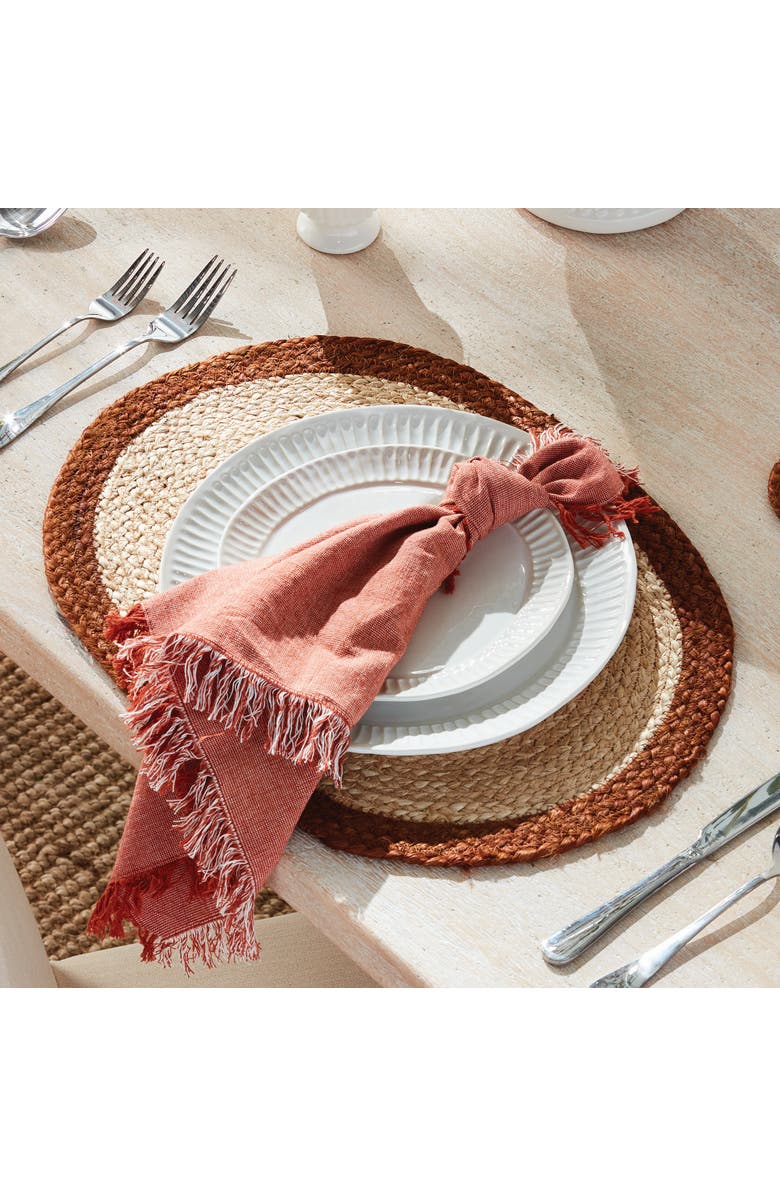 Napa Home & Garden Jute Coil Oval Placemats, Set of 8 - Natural/Rust, Alternate, color, Red