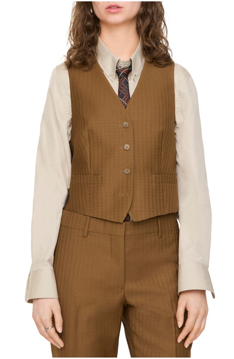 Burberry Wool Mohair Waistcoat, Main, color, Hazelnut Brown