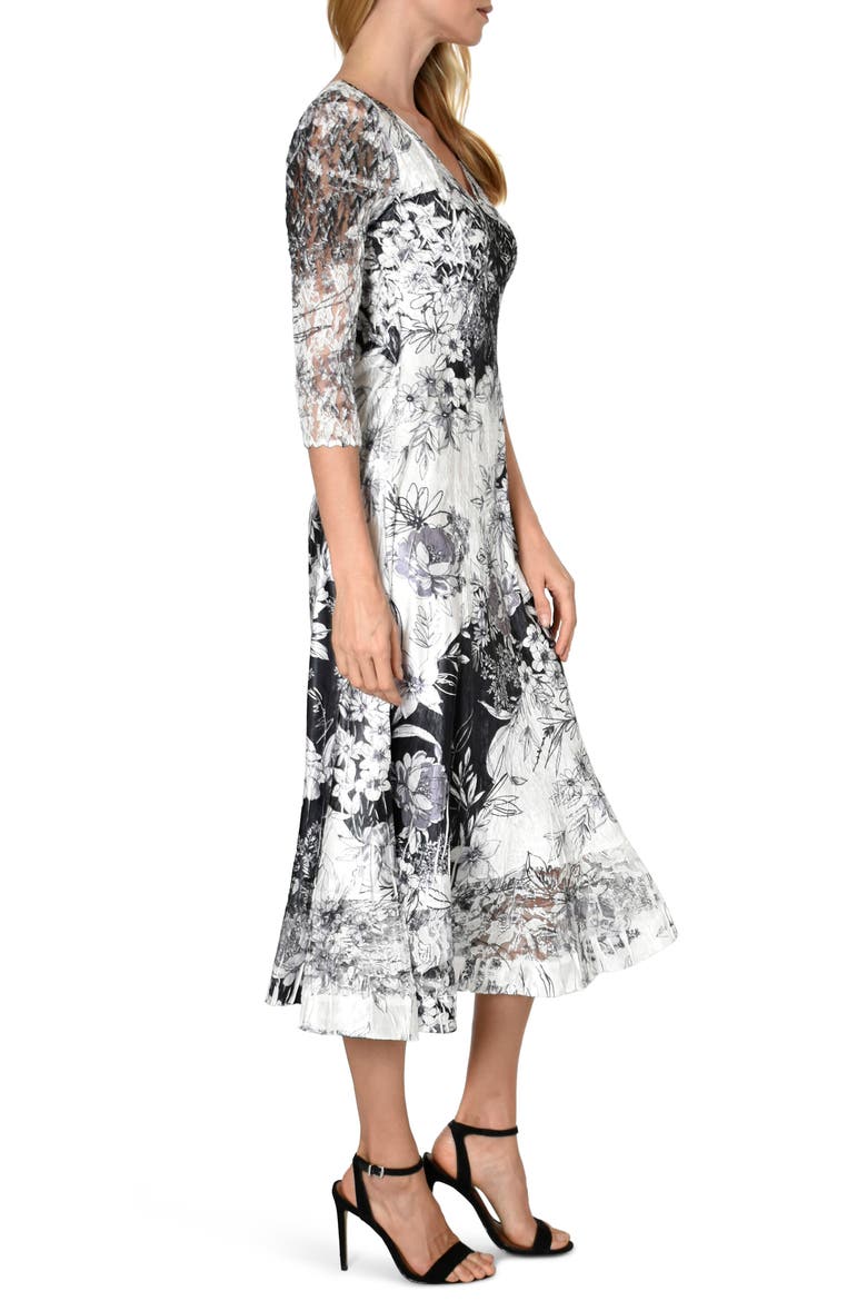Charmeuse & Chiffon A-Line Dress, Alternate, color, DARLING DAISY