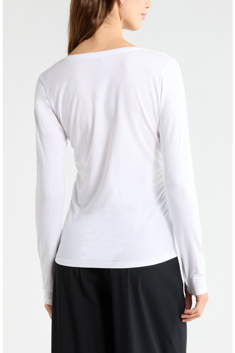Ruched Long Sleeve T-Shirt, Alternate, color, WHITE