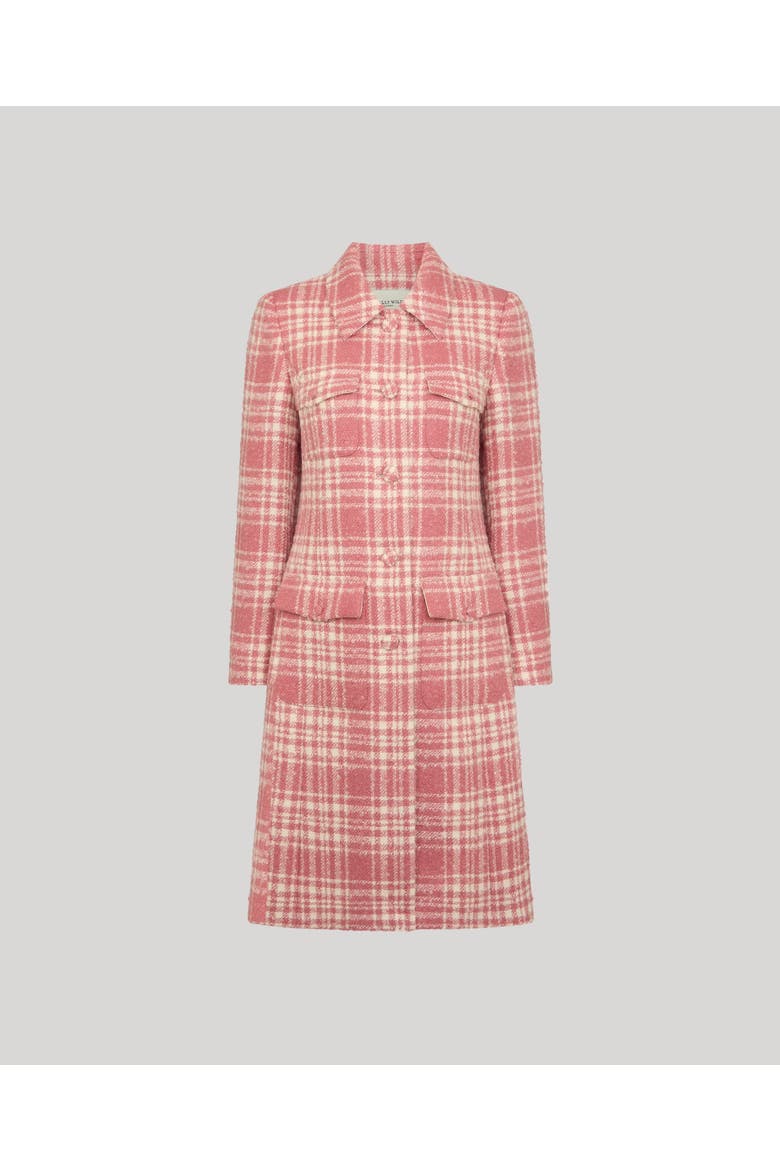 The Lady Check Wool Coat, Main, color, Pink/Cream