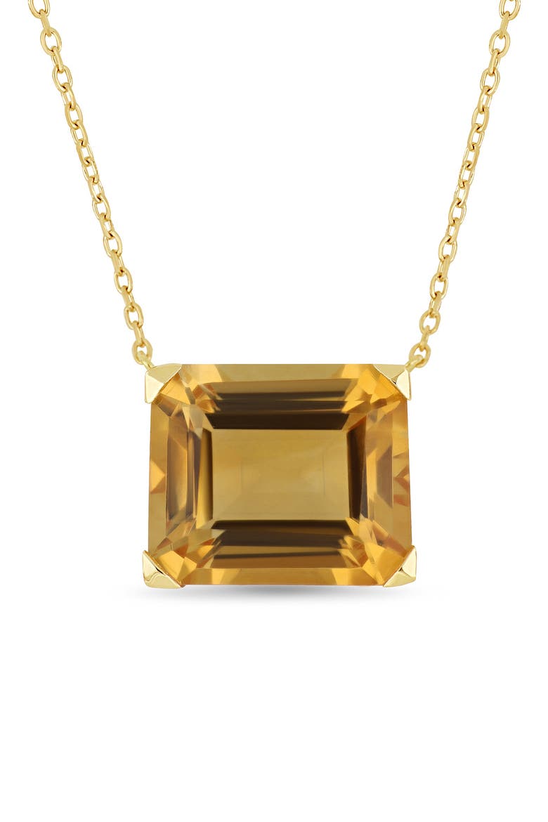 14K Yellow Gold Semiprecious Stone Cube Pendant Necklace, Alternate, color, 14K GOLD/ YELLOW
