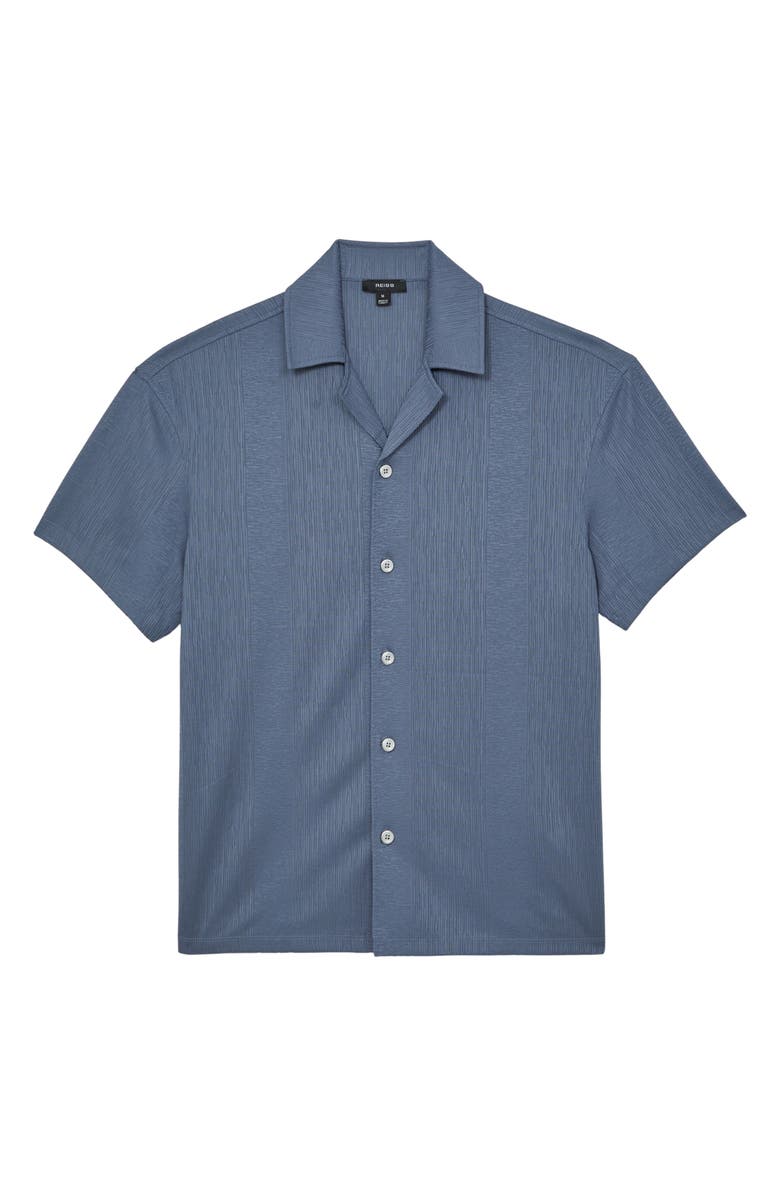 Reiss Ando Texture Stripe Camp Shirt, Alternate, color, Airforce Blue