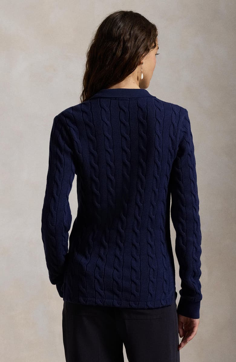 Polo Ralph Lauren Cable Long Sleeve Cotton Polo Sweater, Alternate, color,