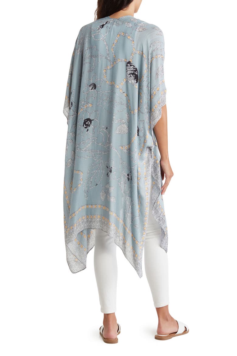 Mix Print Ruana, Alternate, color, BLUE