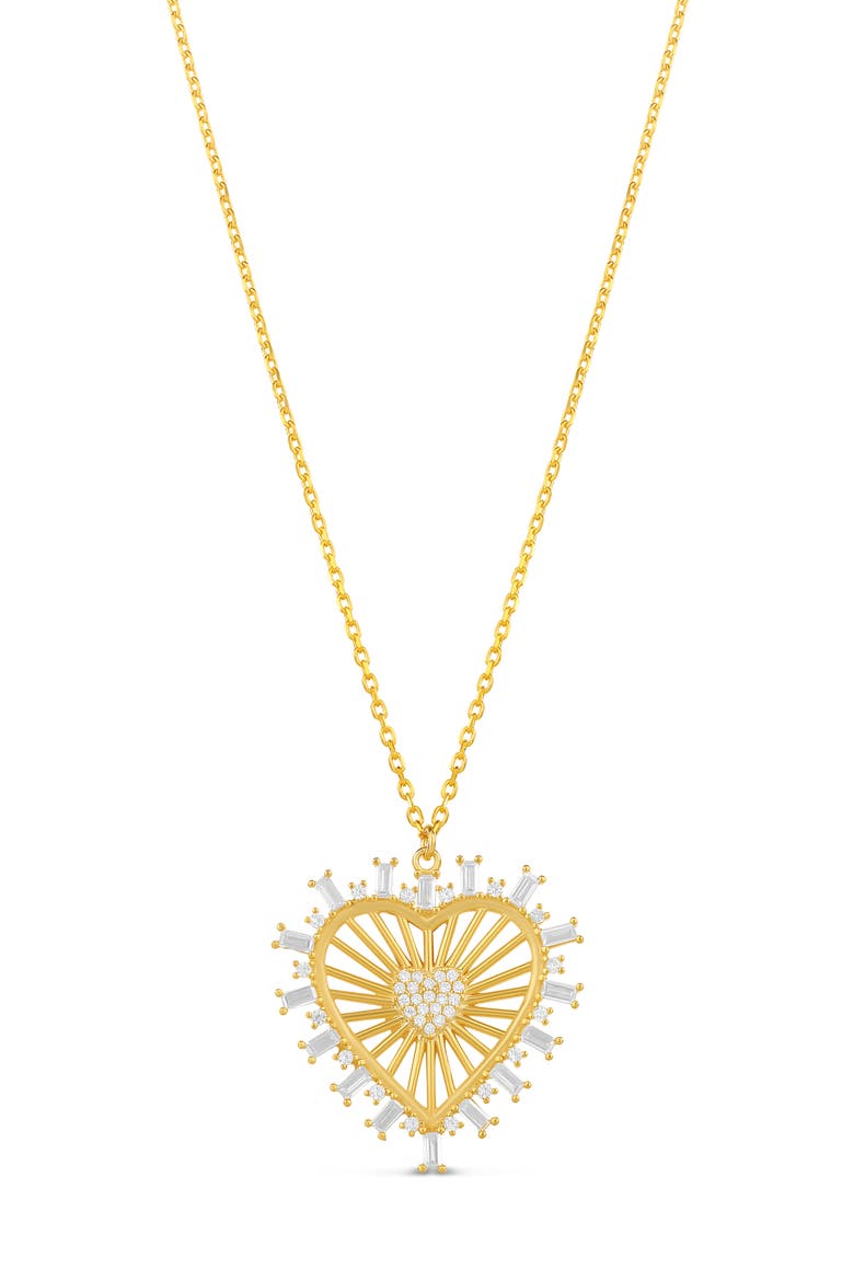 Cubic Zirconia Heart Pendant Necklace, Main, color, GOLD/ WHITE