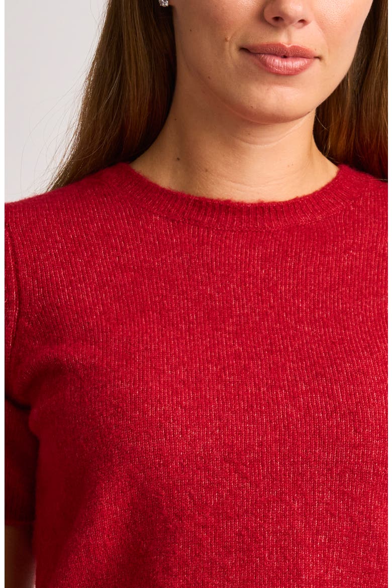 Short Sleeve Crewneck Sweater, Alternate, color, RED HOT