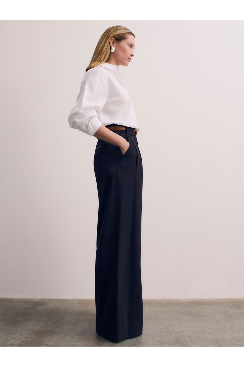 Lyon Clever Crepe Pants, Alternate, color, Navy