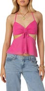 EDIKTED Cutout Mesh Halter Top
