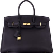 Pre-Owned Hermes Birkin Handbag Black Togo with Gold Hardware 35