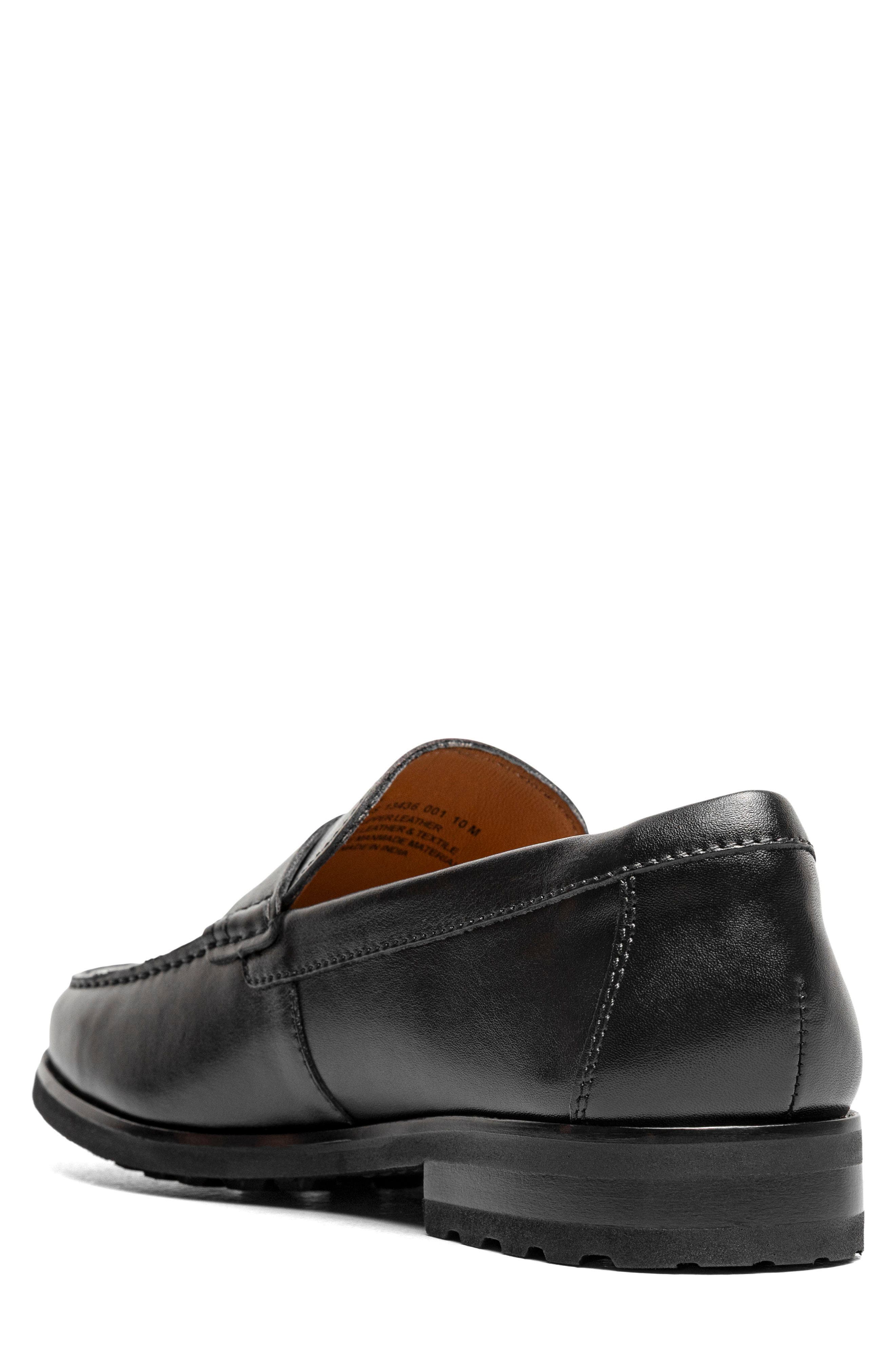 Hawthorne Leather Moc Toe Penny Loafer, Alternate, color, BLACK