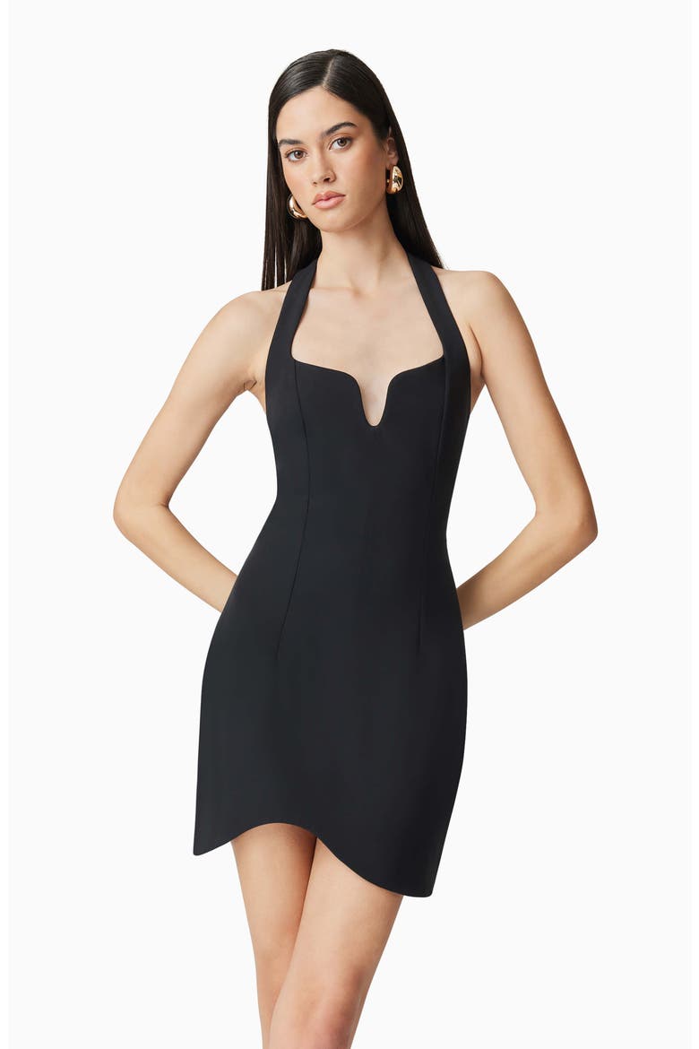Hazelle Halter Neck Cocktail Minidress, Alternate, color, BLACK